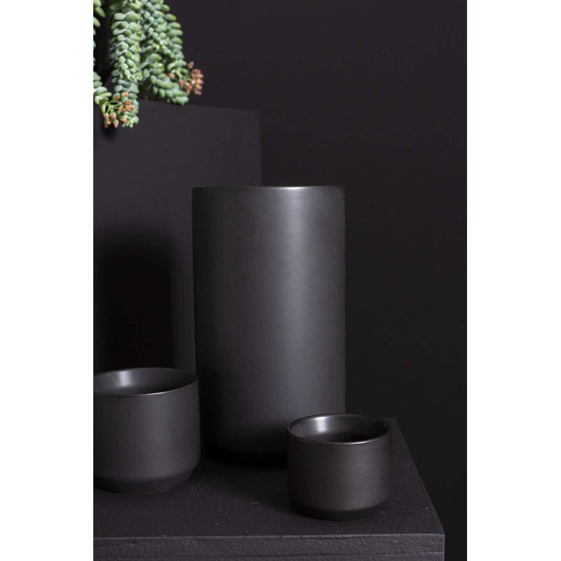 Parsons Handmade Ceramic Pot Planter, Black, 2" H x 2.5" W x 2.5" D