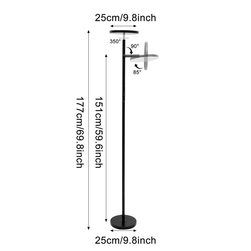 Lakina Dimmable LED  Torchiere Floor Lamp with Adjustable Head