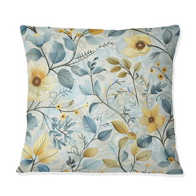 Coussin décoratif transitionnel Blue Gold Floral Gardens II