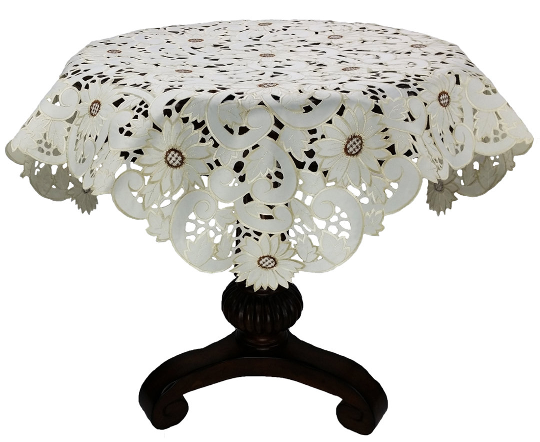 Sunflower Embroidered Cutwork Table Topper Accessory Xia Home Fashions