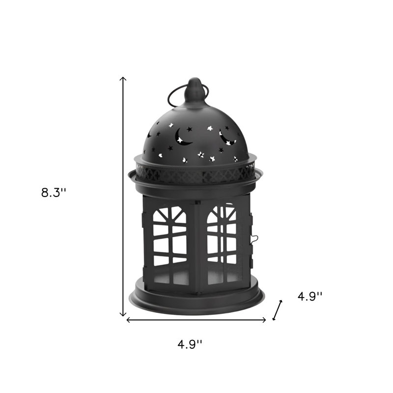 Ensemble de deux porte-bougies de table célestes en métal noir
