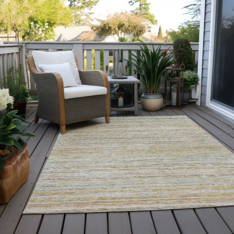 Machine Washable Indoor/Outdoor Claudian ACN1239 Sage Rug, Rectangle 9' x 12'
