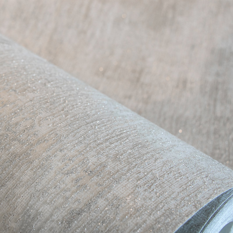 Universe Neptune Glass Stone Plain Texture Wallpaper Roll, Light Gray/Gray