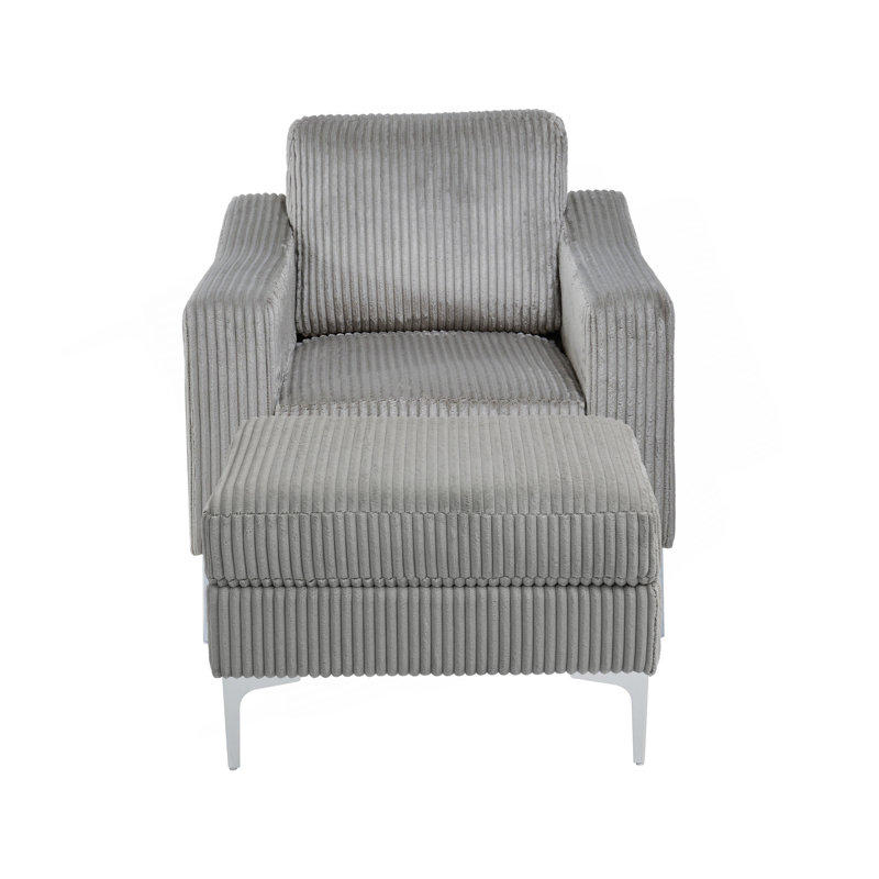 Ebern Designs Convertible Sectional Corduroy Sofa With Storage Ottoman ...