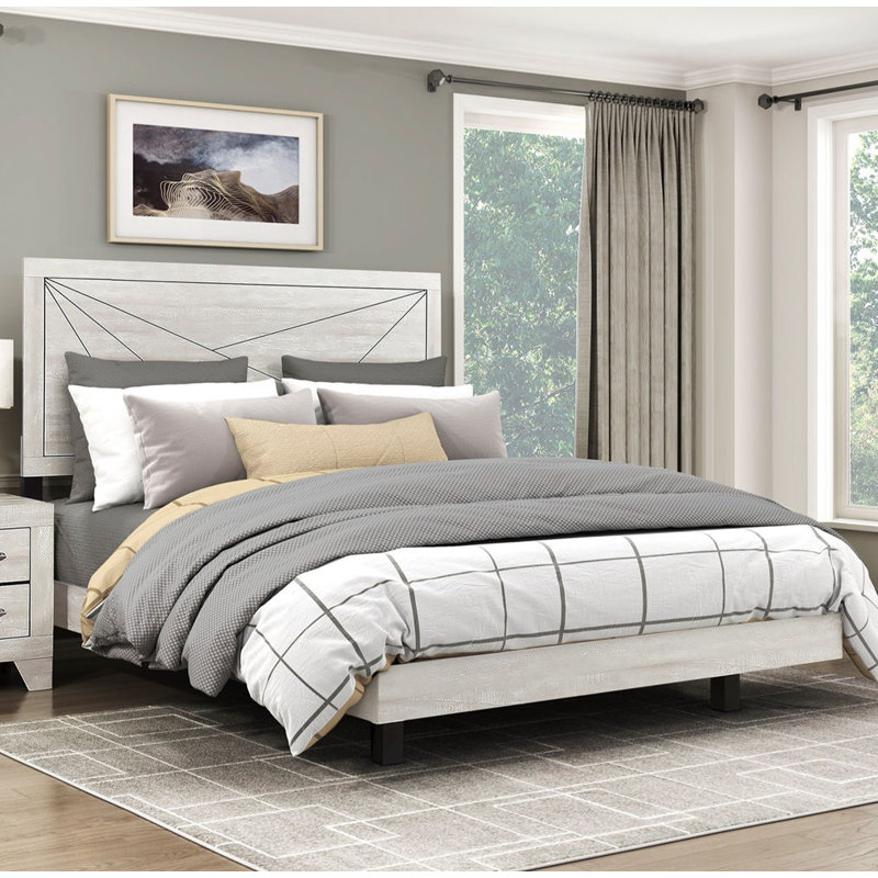 Tête de lit contemporaine en bois avec finition en chêne gris