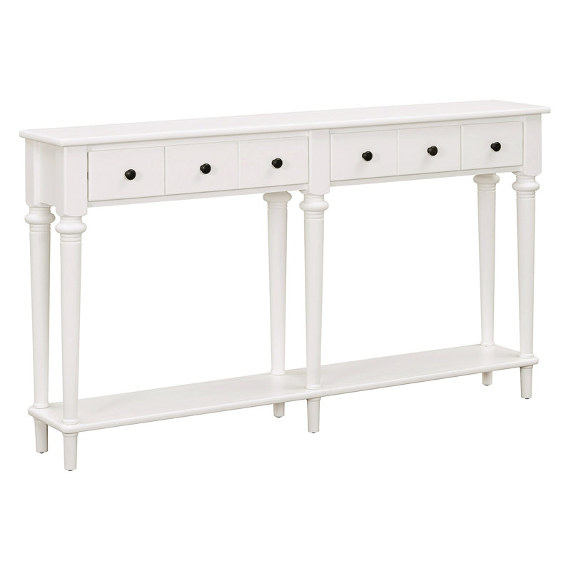 Table d'entrée avec 4 tiroirs, console rétro avec tablette ouverte pour les entrées, les salons et les couloirs (blanc)