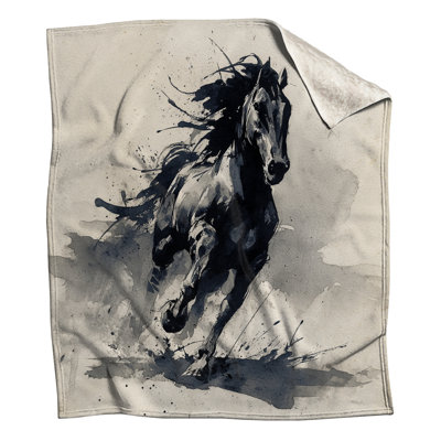 Watercolor Running Horse Blankets