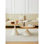 Table basse ronde moderne, table d'appoint au fini blanc et bois pour petit salon