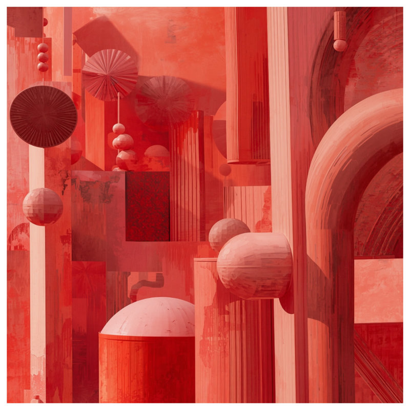Coussins décoratifs rouges Red Geometric Architecture, 14 X 14 pouces