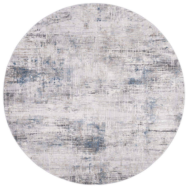 Tapis bleu / gris Neuman Vogue 117, Rond 6 pi 7 po
