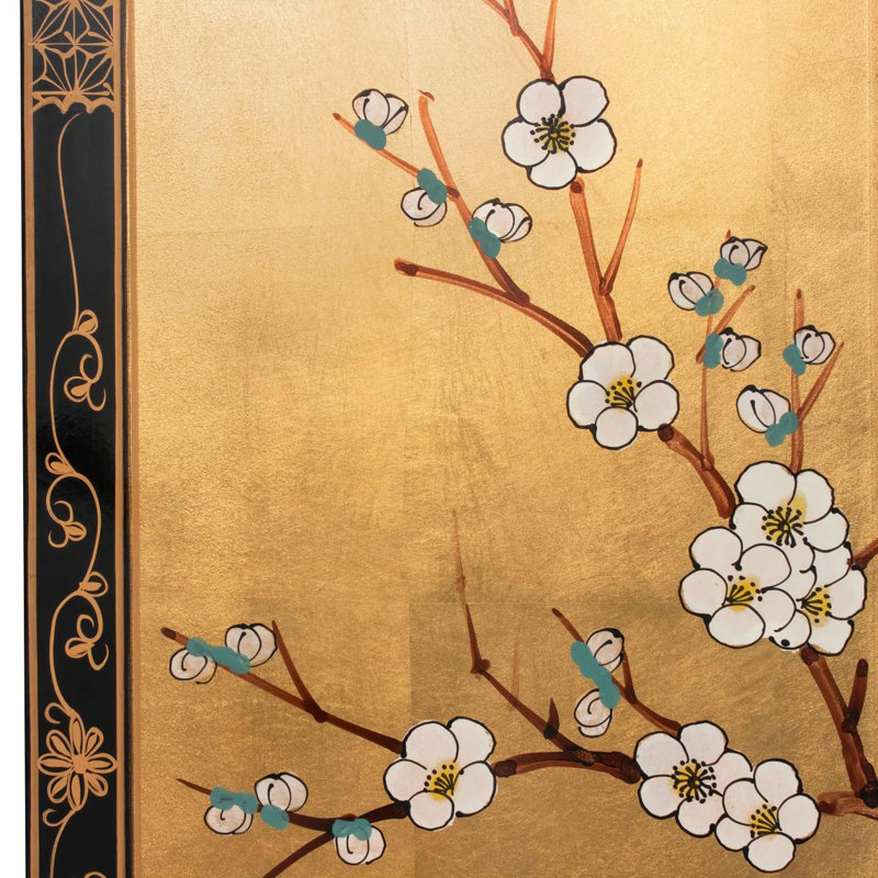 Gold Lacquer Wall Plaque - Cherry Blossom