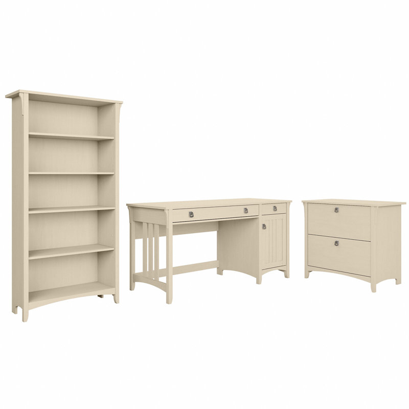 Ensemble de bureau d'ordinateur 3 pièces Katia, Blanc antique
