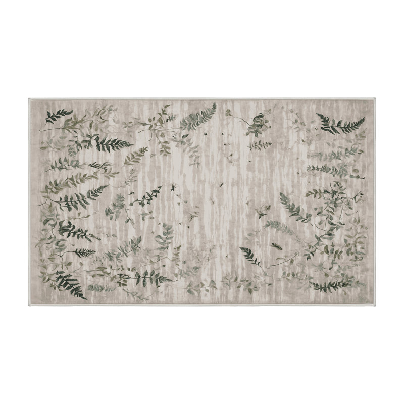 Machine Washable Beige Area Rug, Rectangle 5' x 8'