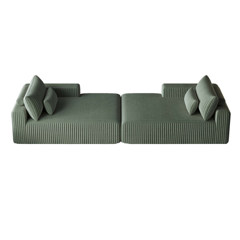 Comfortable Oversized Sectional Sofa with Reclining Feature for Relaxation, Army Green