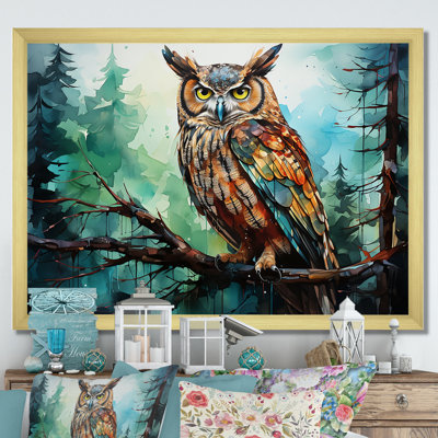 «Enchanted Forest Sentinels Owl II», reproduction d'art sur toile encadrée
