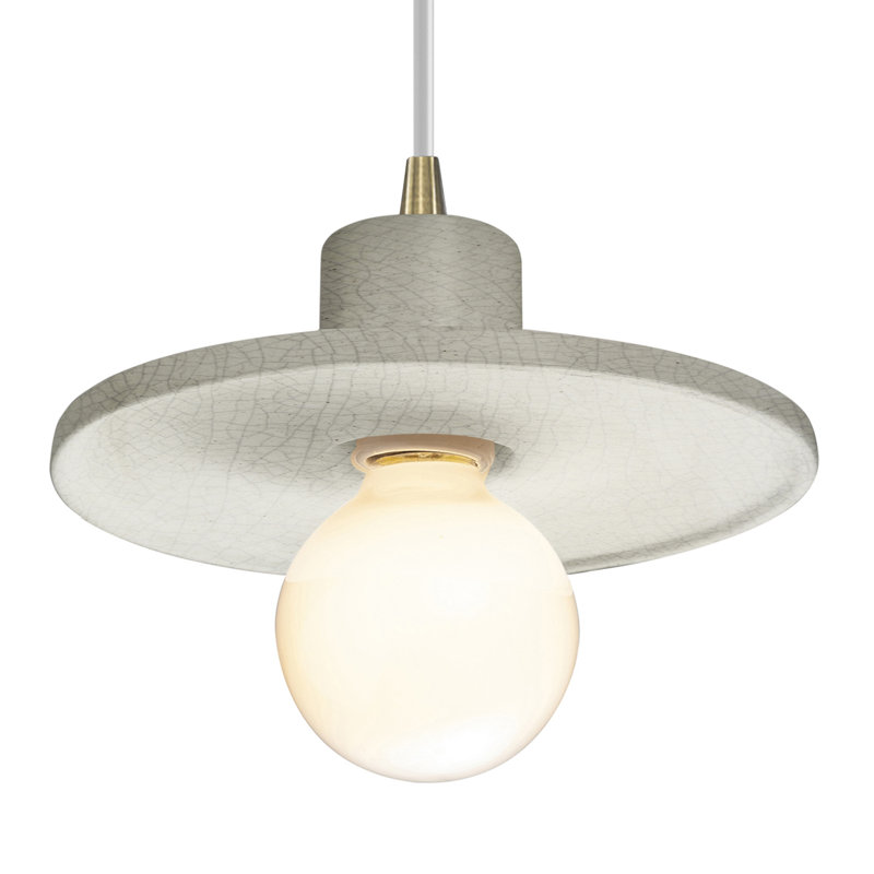 Luminaire suspendu simple Leni, Blanc craquelé, Laiton antique