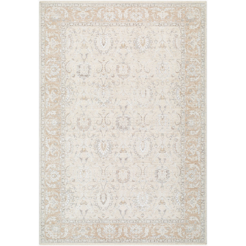 Landwehr Machine Woven Area Rug, Rectangle 6'7" x 9'6", Ivory/Brown