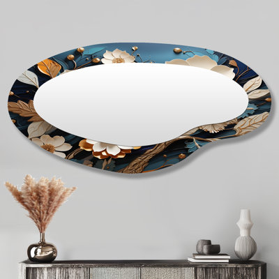 Miroir mural traditionnel blanc et doré
