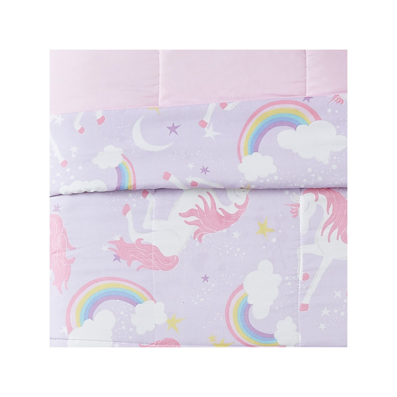 Rainbow Unicorn Comforter Set with Decoritive Pillow, Twin Comforter + 1 Sham + 1 Throw Pillow