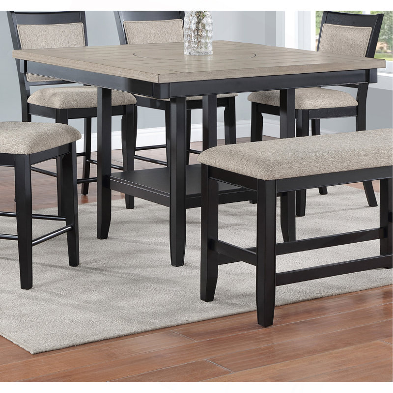 Table de salle à manger à hauteur de comptoir de style contemporain 1Pc, Brun, Light Gray