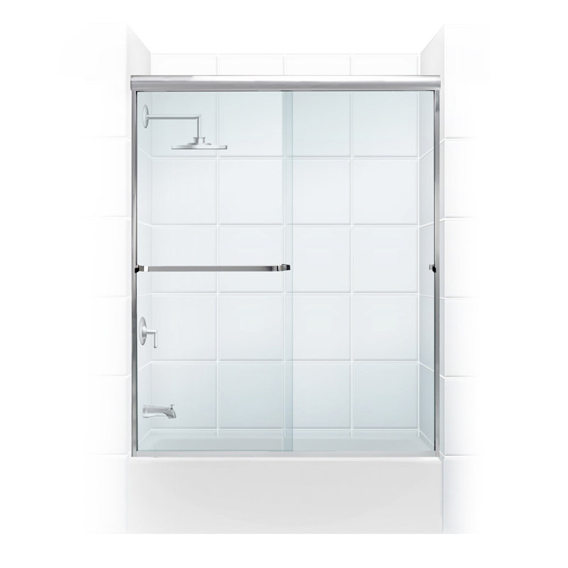 Paragon Series Sliding Frameless Tub Door, Brite Silver (Chrome), 60"