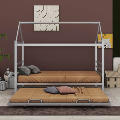Mondamin Twin Size Metal House Shape Platform Bed