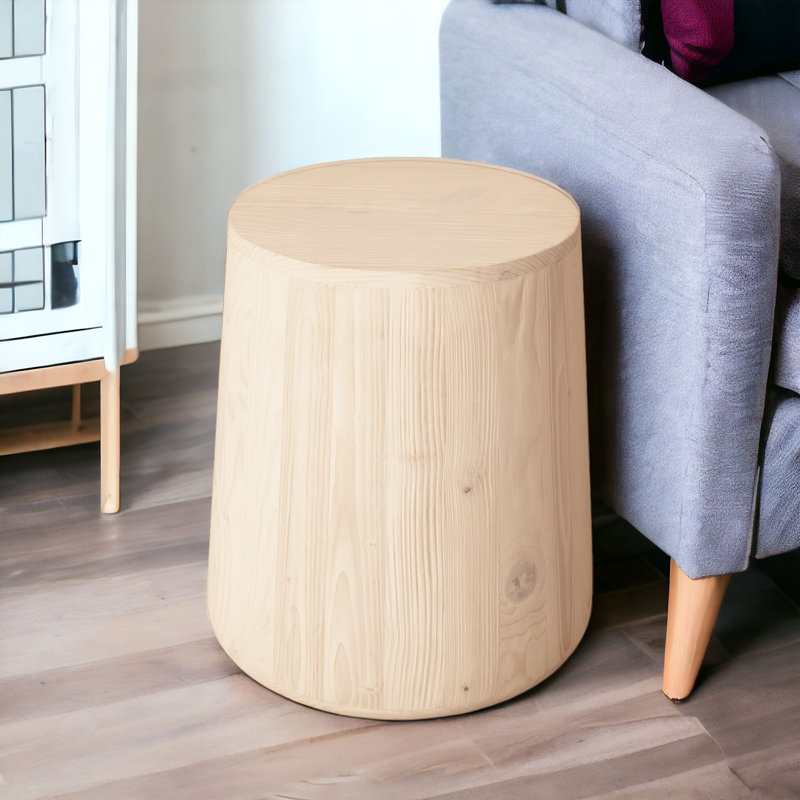 Table de bout ronde 18 po en bois massif naturel
