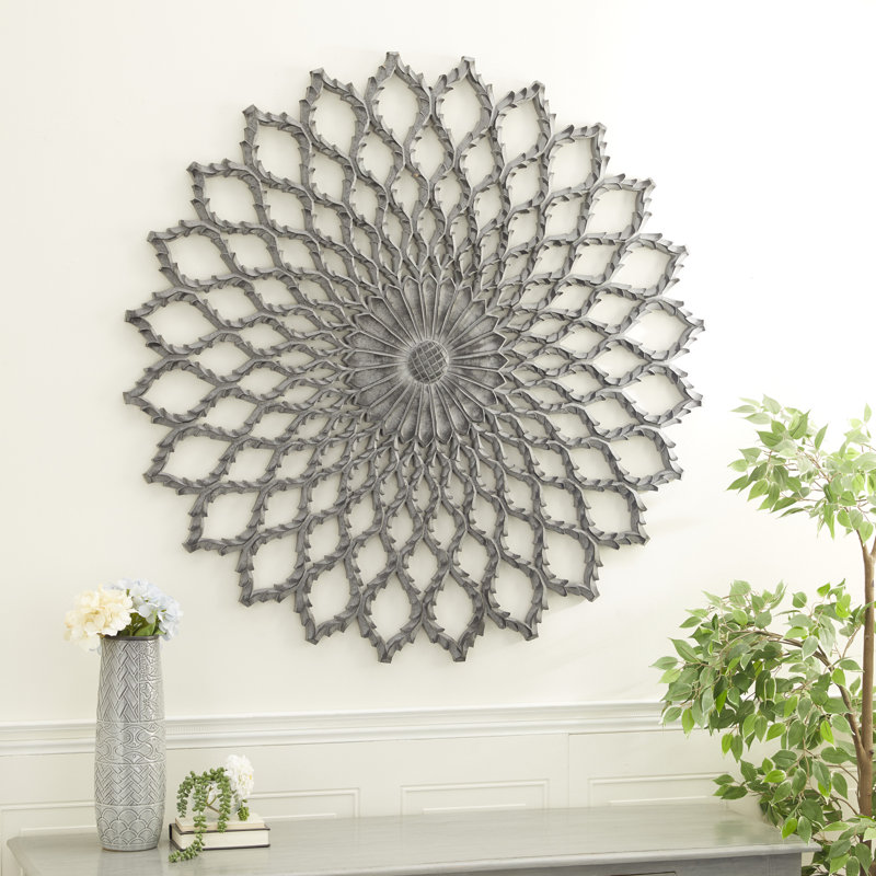 Wooden Cut-out Starburst Gray Wall Decor