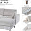 Canapé modulaire de luxe en U, en U ou en L avec coussin, pour bureau - Beige 6 Velours côtelé en forme de U et repose-pieds, Coin salon-1869473356-1869473358