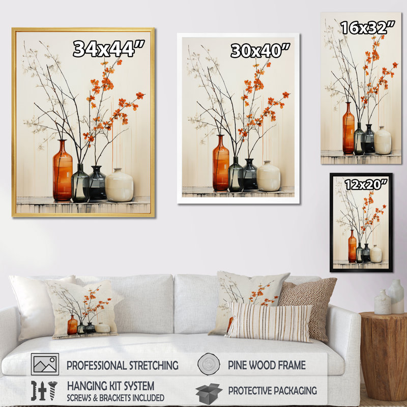 Yassere beige corail Mid Century Minimalist Oasis Poteries, H 32 po x l 16 po x P 1 po, Cadre naturel flottant