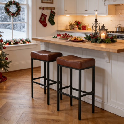 Triplehorn Backless Bar and Counter Stools Upholstered Seat for Comfort, Perfect for Kitchen or Dining Areas