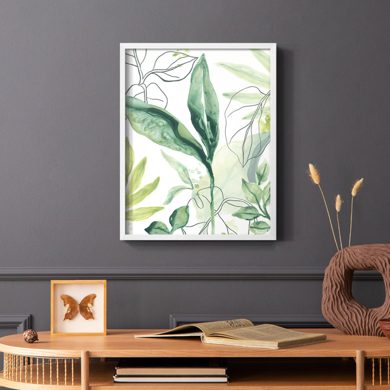 «Tropical Palm Chorus IV», reproduction encadrée - bois massif, Blanc, H 20 po x l 16 po