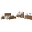 Ensemble de chambre à coucher 4 pièces à grain de bois moderne avec lit plateforme, commode à 5 tiroirs et table de chevet * 2, Queem, brun-132272591-132272593-132272594