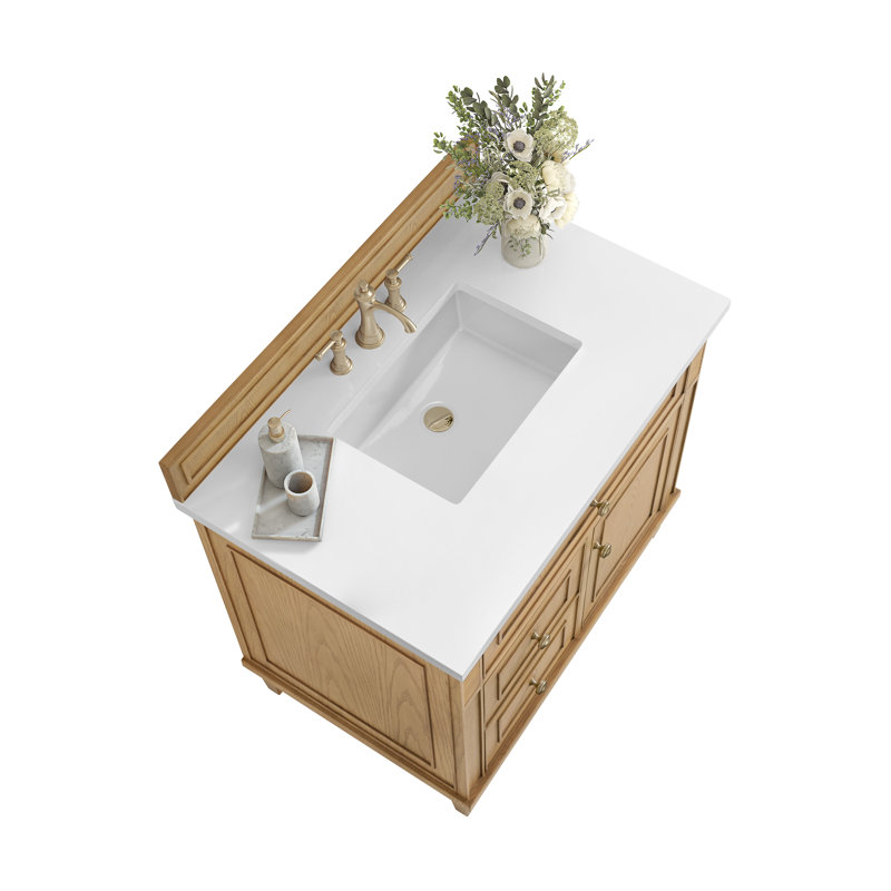 Lorelai 36'' W Single Vanity, Light Natural Oak, White Zeus, 8" Widespread