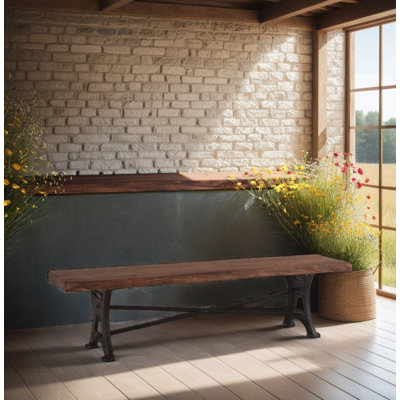 Blayne 90" Live Edge Bench In Acacia With Walnut Finish
