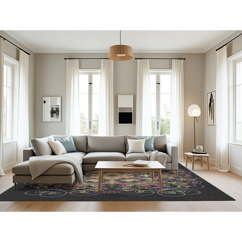 Tapis noir/rose à tisser électrique, Rectangle 8 pi x 12 pi