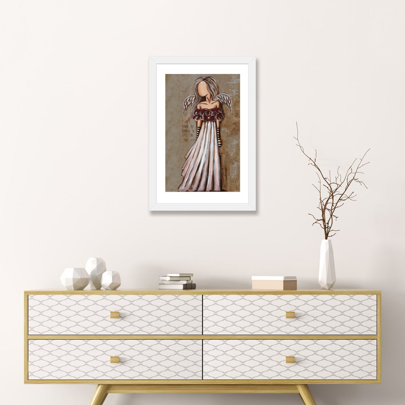 Courage - impression d'art graphique, Papier encadré blanc, H 24 po x l 16 po x P 1 po