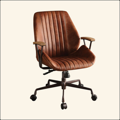 Cocoa Aluminum Top Grain Leather Office Chair