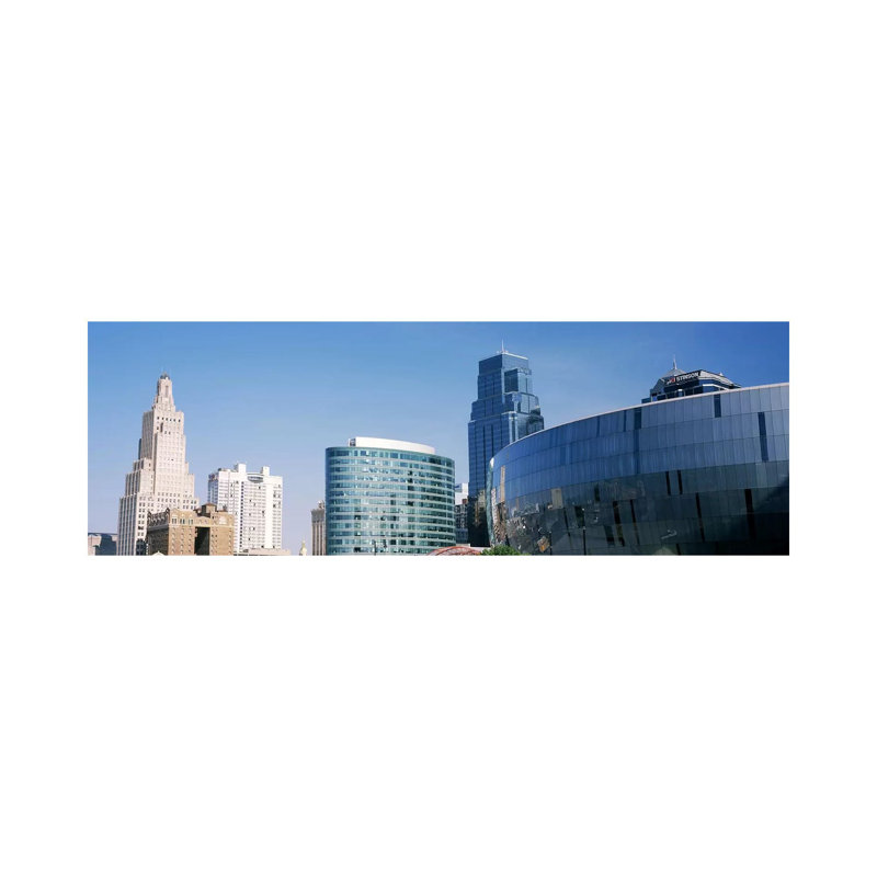 Low Angle View Of Downtown Skyline, Sprint Center, Kansas City, Missouri, USA by Panoramic Images - Wrapped Canvas Panoramic Print
