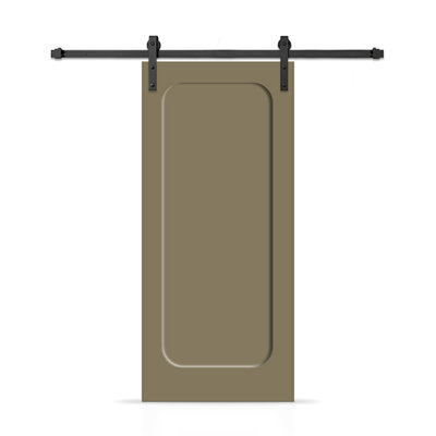 Curved 1 Panel Shaker Painted Composite Modern Interior Sliding Barn Door with Hardware Kit