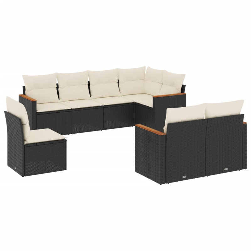 Ensemble de canapé de jardin Vidaxl noir et blanc crème