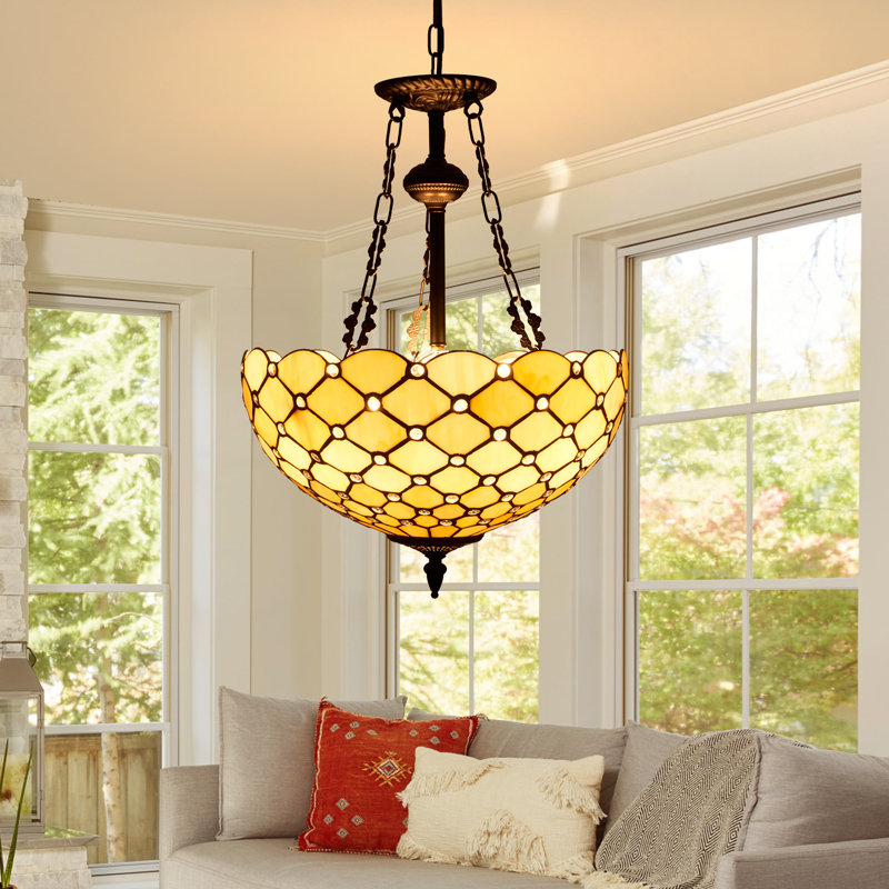Stabler 3 - Light Dimmable Tiffany Geometric Chandelier