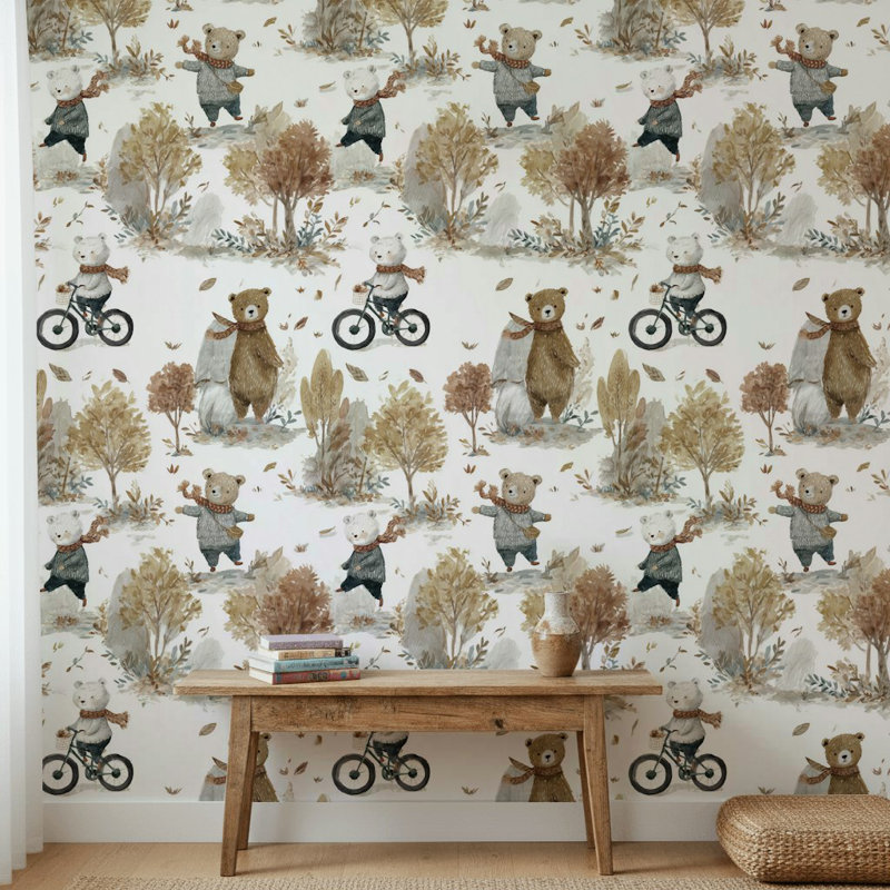 Murale de bicyclette Whimsical Forest, Peler et coller