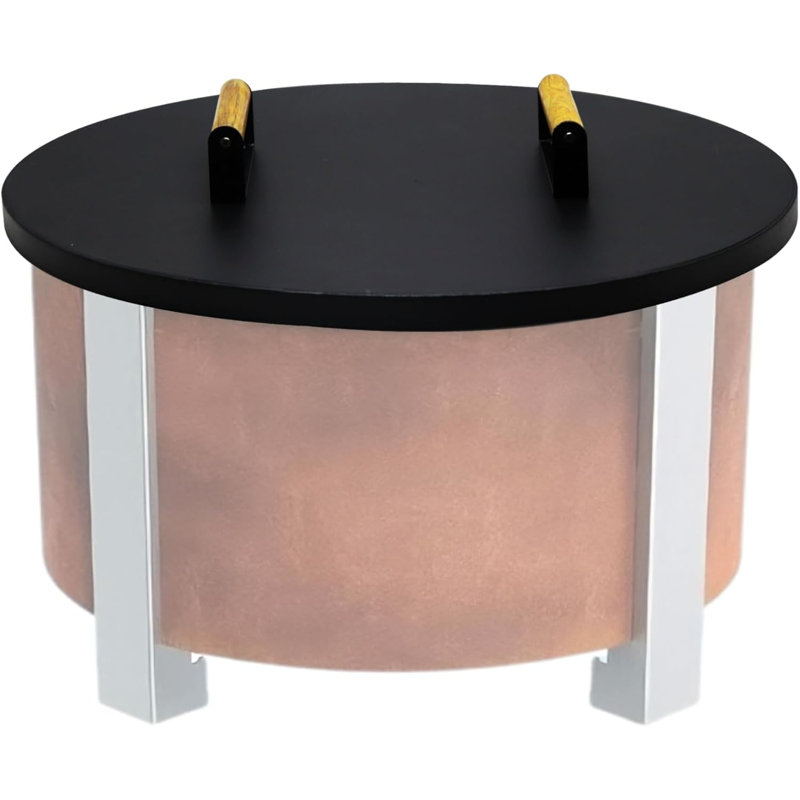  22.5" Firepit Lid - Compatible For 22.1 Smokeless Fire Pit - Carbon Steel Fire Pit Shield With Dual Wooden Handles - Protect Fire Pit From Rain, Snow Leaves & Debris