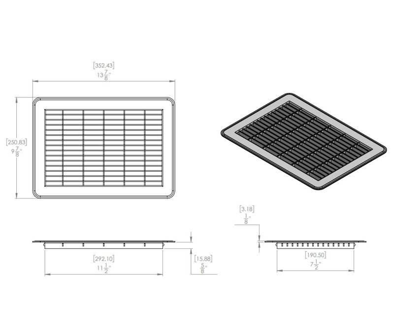 Retour de plancher blanc épais, H 0,625 po x l 8 po x P 12 po