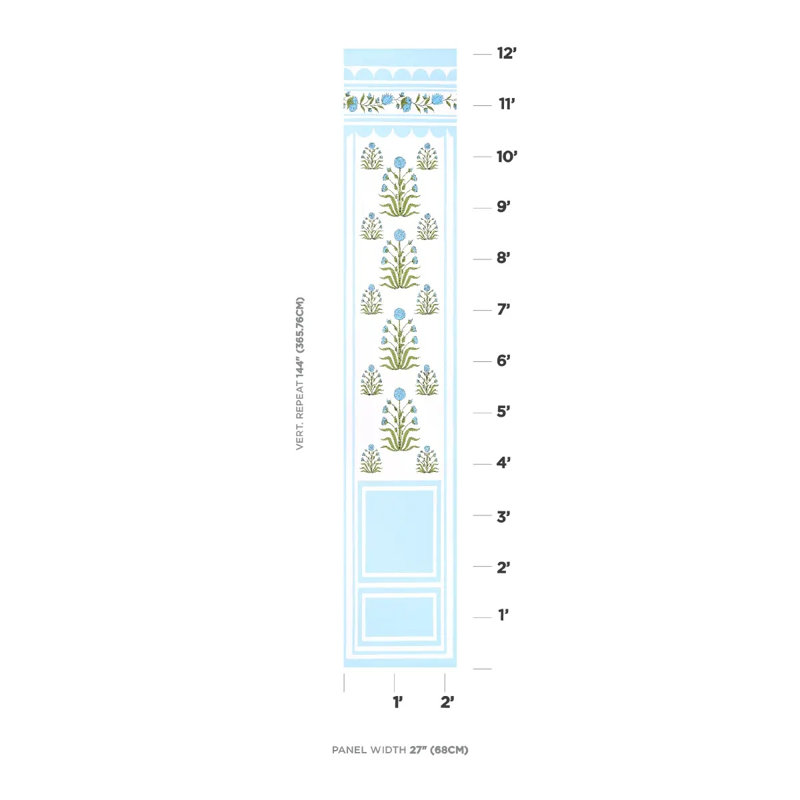 Schumacher x Marie-Anne Oudejans Royal Poppy Panel B, Blue