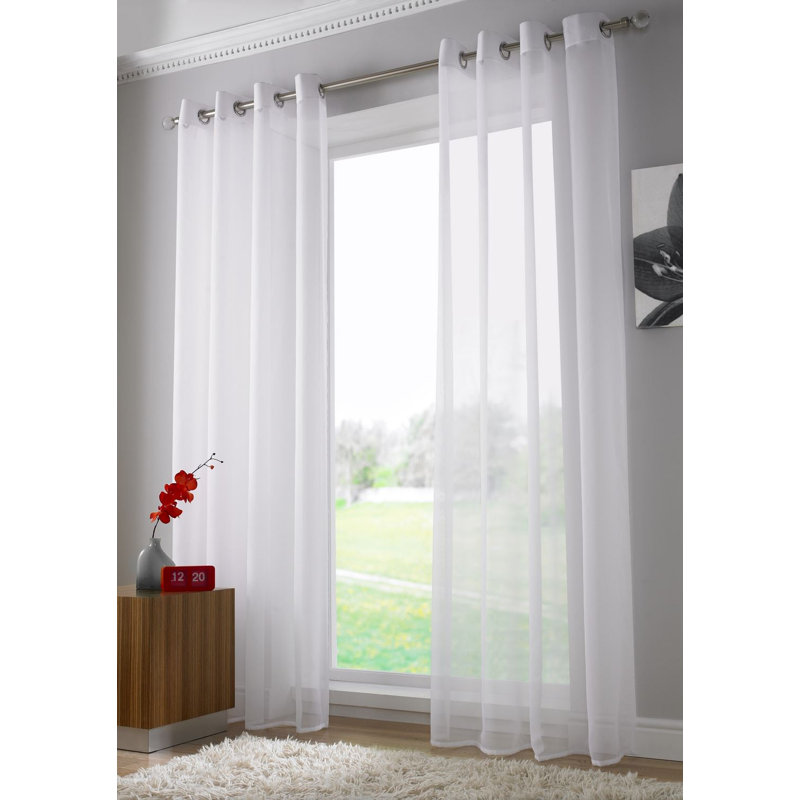 Jaxcen Sheer Curtain Single Panel, 149.86 W x 274.32 D cm, White