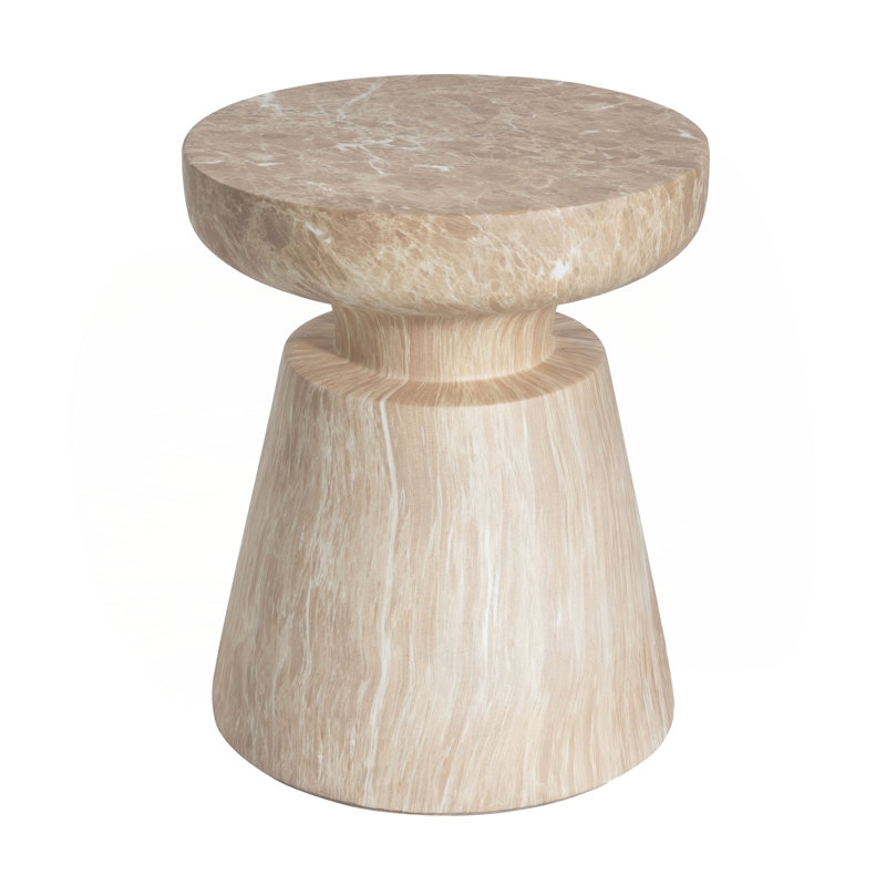 Outdoor Ponti Travertine Side Table, Gold