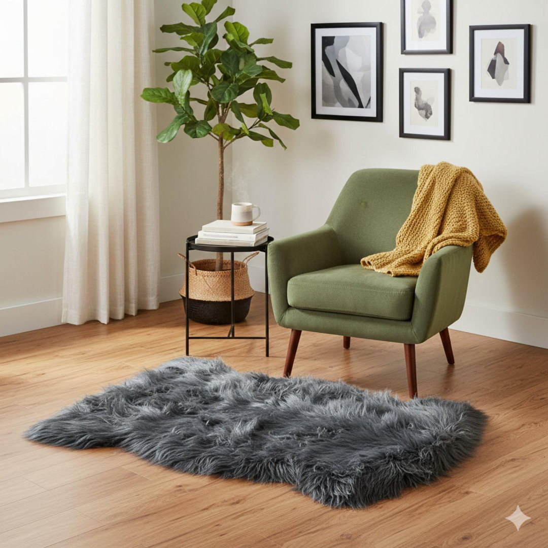 Solid Colour Faux Fur 60cm X 90cm Area Rug