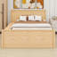 Lit plateforme simple en bois avec lit gigogne escamotable, tablettes de rangement-1799201908-1799201914